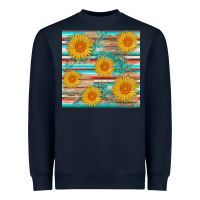 Navy sunflower wood serape  leather seamless Heavyweight Sweatshirt - AdoDesignShop