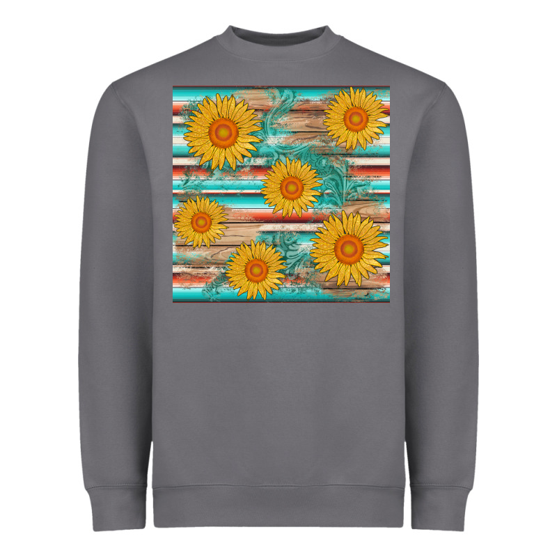 Sunflower Wood Serape  Leather Seamless Heavyweight Sweatshirt by AdoDesignShop | Teevron