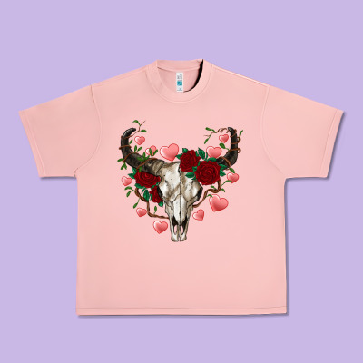 Valentine's Bull Skull Urban Heavy Tee Designed By Adodesignshop