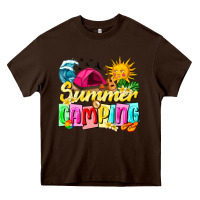 Chocolate Brown summer camping Heavy Core Tee - texasbilliewilder