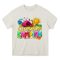 Cream summer camping Heavy Core Tee - texasbilliewilder