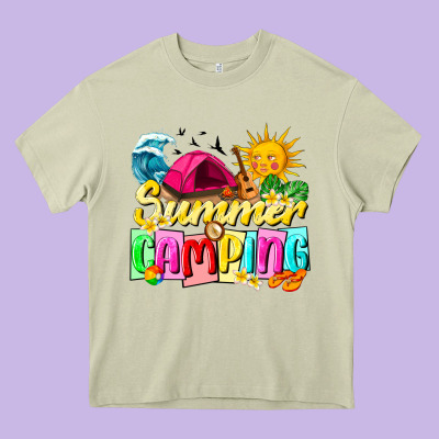 Summer Camping Heavy Core Tee Designed By Texasbilliewilder