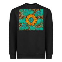 Black Sunflower Gemstone Leopard Heavyweight Sweatshirt - Artiststas