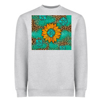 Heather Grey Sunflower Gemstone Leopard Heavyweight Sweatshirt - Artiststas