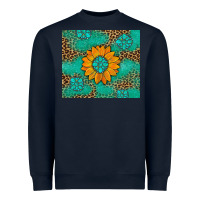 Navy Sunflower Gemstone Leopard Heavyweight Sweatshirt - Artiststas