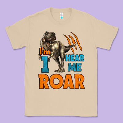 I'm One Hear Me Roar Dinosaur Birthday Classic Tee Designed By Lillyallendesigns