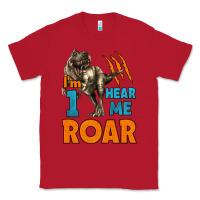 Red i'm one hear me roar dinosaur birthday Classic Tee - LillyAllenDesigns