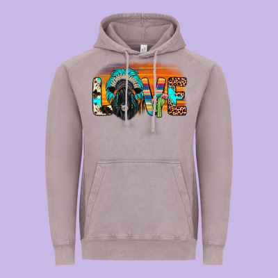 Love Black Angus Indian Headdress Vintage Hoodie Designed By Jahusdesignshop