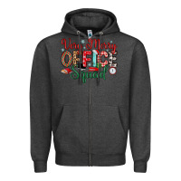 Charcoal Heather very merry office squad Zipper Hoodie - MaliasSmallBusiness