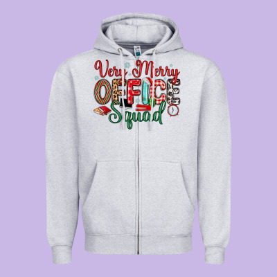 Very Merry Office Squad Zipper Hoodie Designed By Maliassmallbusiness