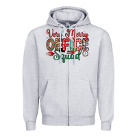 Heather Grey very merry office squad Zipper Hoodie - MaliasSmallBusiness