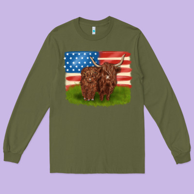 American Cows Long Sleeve Tee Designed By Maliassmallbusiness