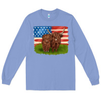 Colony Blue American cows Long Sleeve Tee - MaliasSmallBusiness