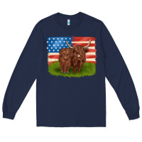 Navy American cows Long Sleeve Tee - MaliasSmallBusiness