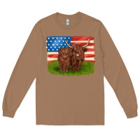 Toasted Coconut American cows Long Sleeve Tee - MaliasSmallBusiness