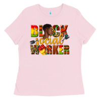 Bubblegum Pink black social worker Ladies Tee - texasbilliewilder