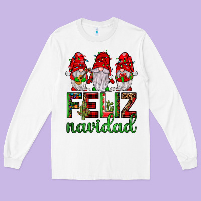 Feliz Navidad Gnomies Long Sleeve Tee Designed By Jahusdesignshop