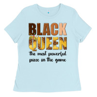 Baby Blue black queen the most powerful piece in the game Ladies Tee - texasbilliewilder