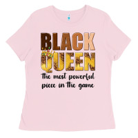 Bubblegum Pink black queen the most powerful piece in the game Ladies Tee - texasbilliewilder