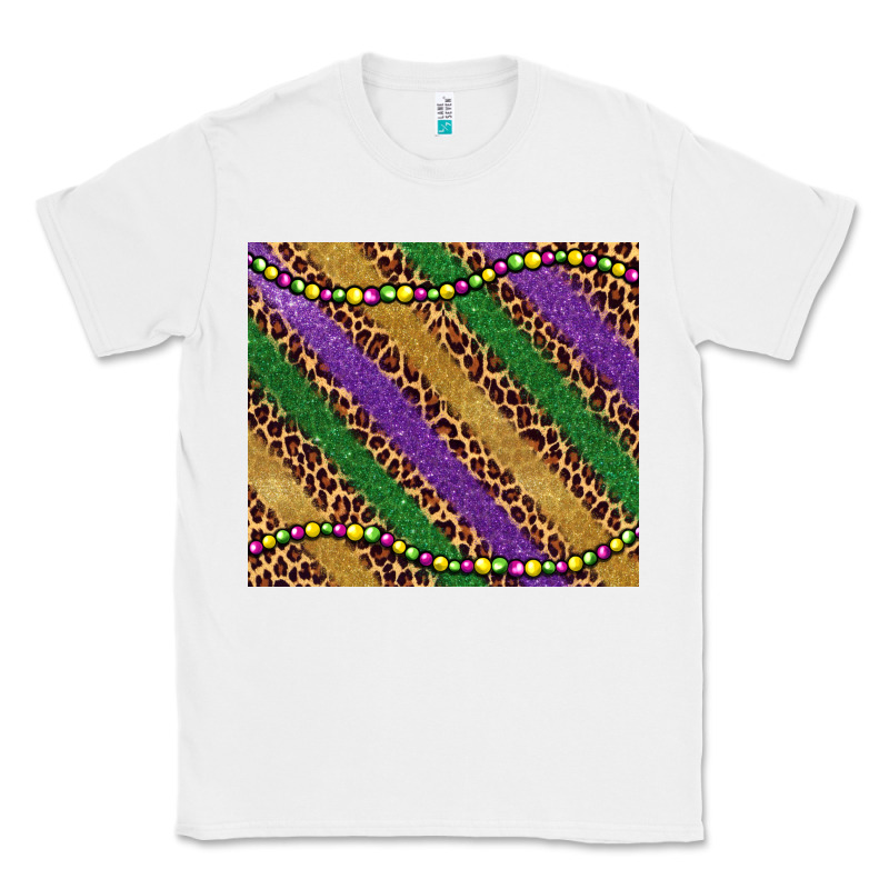 Mardi Gras Leopard Glitter Bead Classic Tee by BarkalooDesign | Teevron