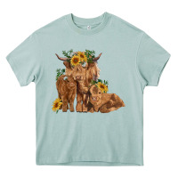 Arona highland cow family Heavy Core Tee - RanaPortraitStore
