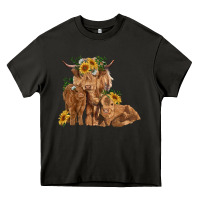 Asphalt highland cow family Heavy Core Tee - RanaPortraitStore