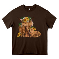 Chocolate Brown highland cow family Heavy Core Tee - RanaPortraitStore