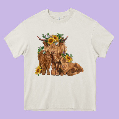 Highland Cow Family Heavy Core Tee Designed By Ranaportraitstore