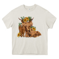 Cream highland cow family Heavy Core Tee - RanaPortraitStore