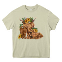 Mossy highland cow family Heavy Core Tee - RanaPortraitStore