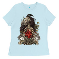 Baby Blue floral skeleton Ladies Tee - RanaPortraitStore