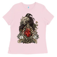 Bubblegum Pink floral skeleton Ladies Tee - RanaPortraitStore
