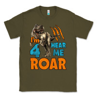 Army Green i'm four hear me roar dinosaur birthday Classic Tee - LillyAllenDesigns