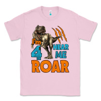 Bubblegum Pink i'm four hear me roar dinosaur birthday Classic Tee - LillyAllenDesigns