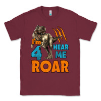 Burgundy i'm four hear me roar dinosaur birthday Classic Tee - LillyAllenDesigns
