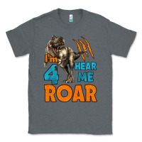 Charcoal Heather i'm four hear me roar dinosaur birthday Classic Tee - LillyAllenDesigns