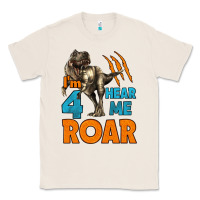 Natural i'm four hear me roar dinosaur birthday Classic Tee - LillyAllenDesigns