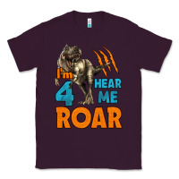 Plum i'm four hear me roar dinosaur birthday Classic Tee - LillyAllenDesigns