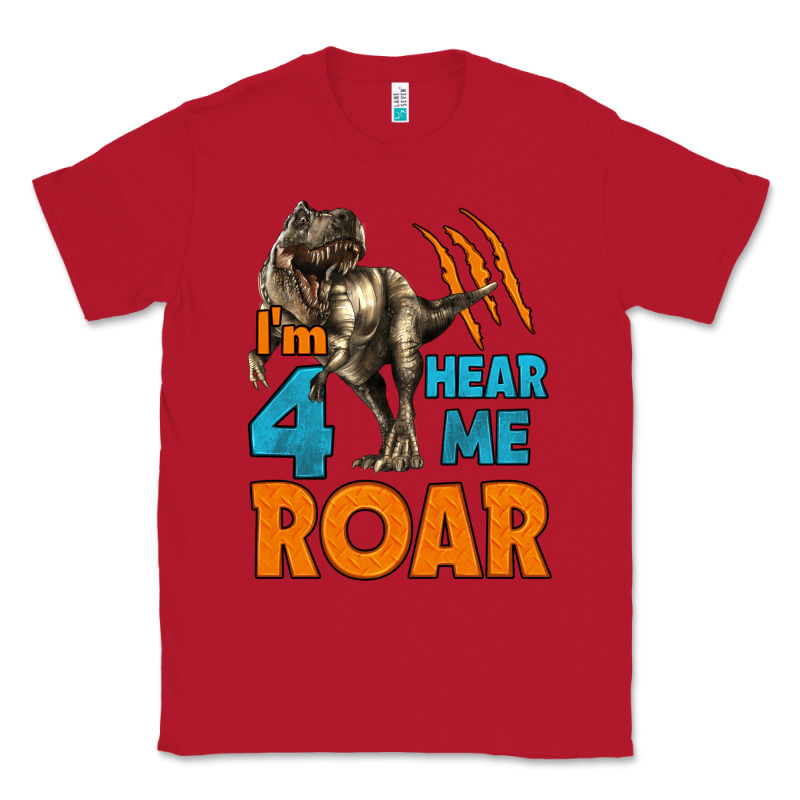 I'm Four Hear Me Roar Dinosaur Birthday Classic Tee by LillyAllenDesigns | Teevron