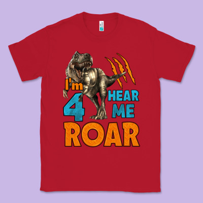 I'm Four Hear Me Roar Dinosaur Birthday Classic Tee Designed By Lillyallendesigns