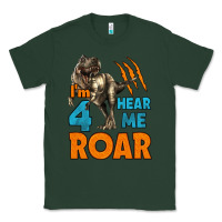 Sports Green i'm four hear me roar dinosaur birthday Classic Tee - LillyAllenDesigns