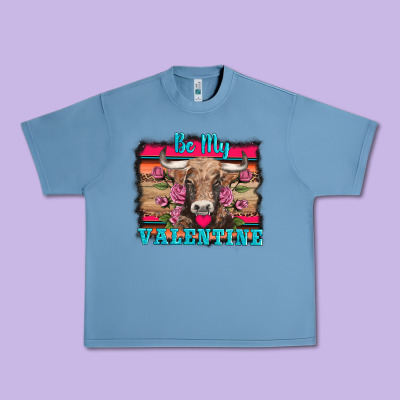 Be My Valentine With Cow Urban Heavy Tee Designed By Adodesignshop
