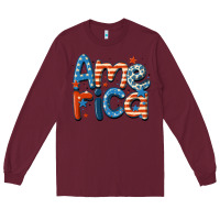 Burgundy america Long Sleeve Tee - MaliasSmallBusiness