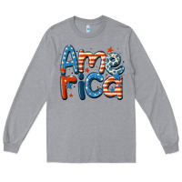 Heather Grey america Long Sleeve Tee - MaliasSmallBusiness