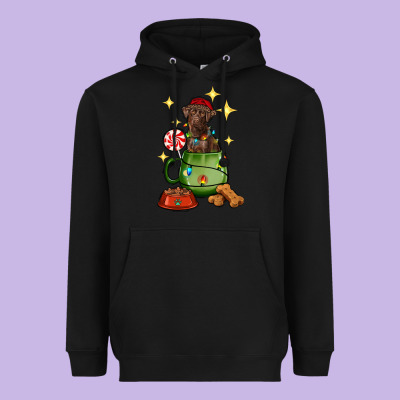 Christmas Coffee Cup With Labrador Heavyweight Hoodie Designed By Ranaportraitstore