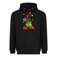 Black Christmas coffee cup with Labrador Heavyweight Hoodie - RanaPortraitStore