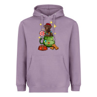 Lavender Christmas coffee cup with Labrador Heavyweight Hoodie - RanaPortraitStore