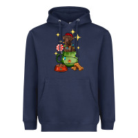 Navy Christmas coffee cup with Labrador Heavyweight Hoodie - RanaPortraitStore