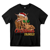 Black christmas with my family highland cow cattle and calves Heavy Core Tee - RanaPortraitStore