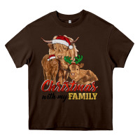 Chocolate Brown christmas with my family highland cow cattle and calves Heavy Core Tee - RanaPortraitStore